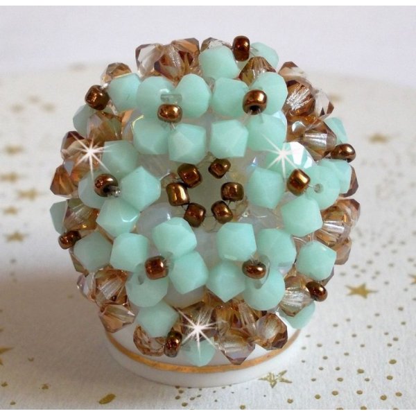 Waterlelie ring met Swarovski kristal facetten en spinners