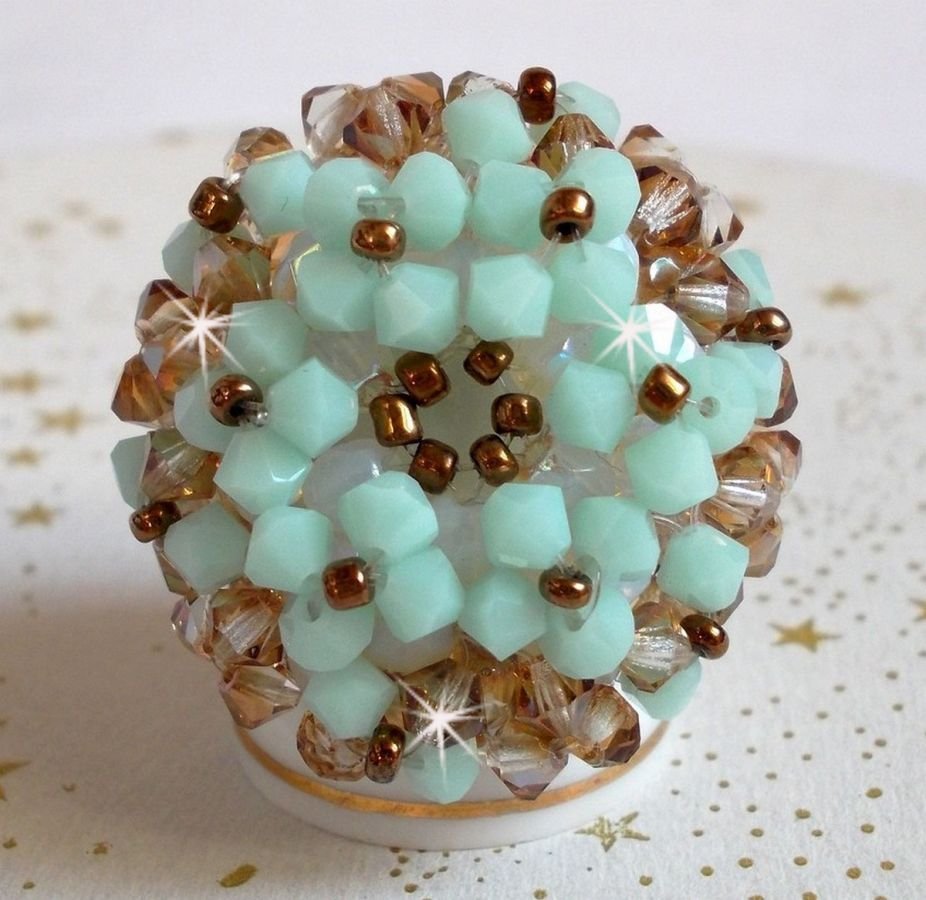 Waterlelie ring met Swarovski kristal facetten en spinners