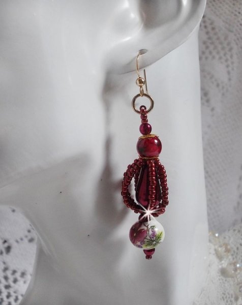 BO Art'D gemonteerd met porseleinen kralen, parels, Miyuki rocailles en 14 karaats Gold Filled oorhaken.