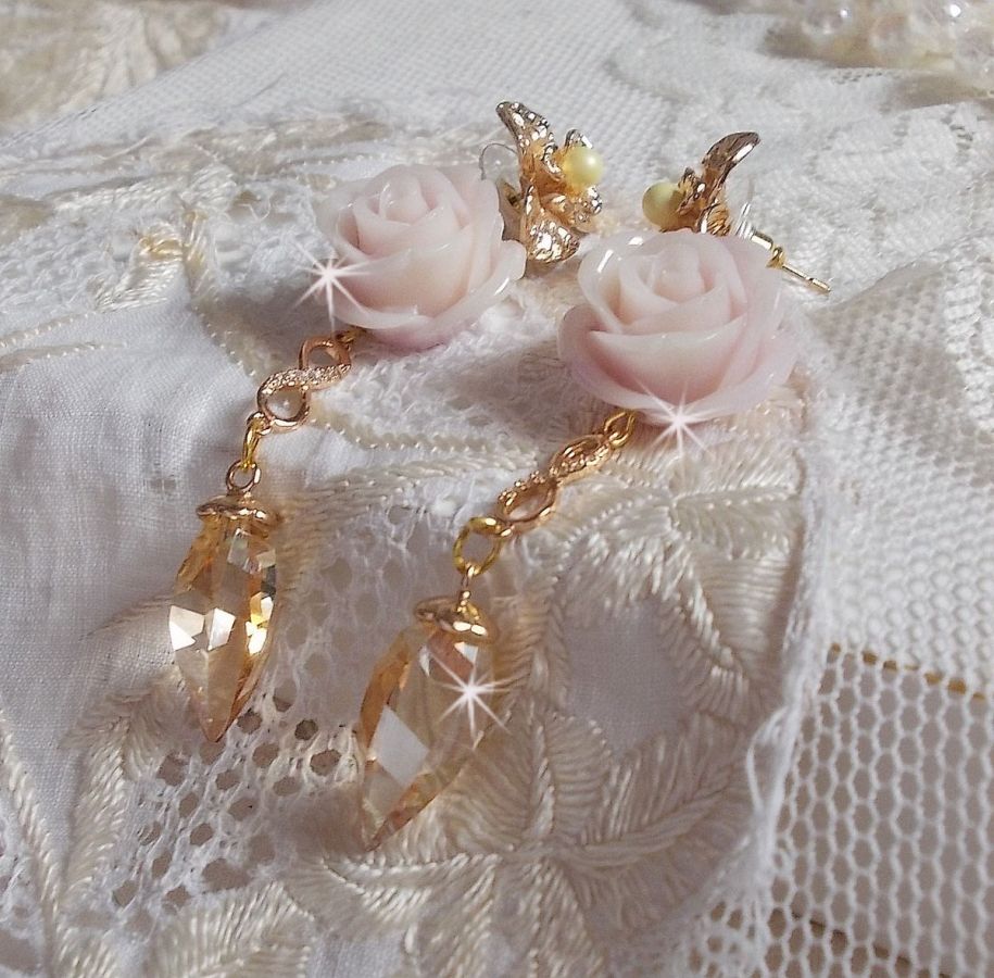 Vergulde Bell'issim Violet Roze BO met Swarovski kristallen en Zirkonium