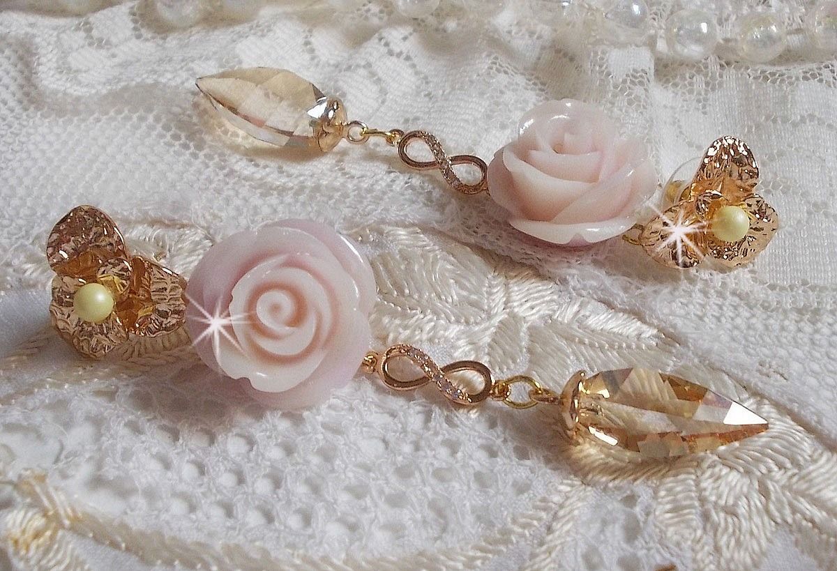 Vergulde Bell'issim Violet Roze BO met Swarovski kristallen en Zirkonium