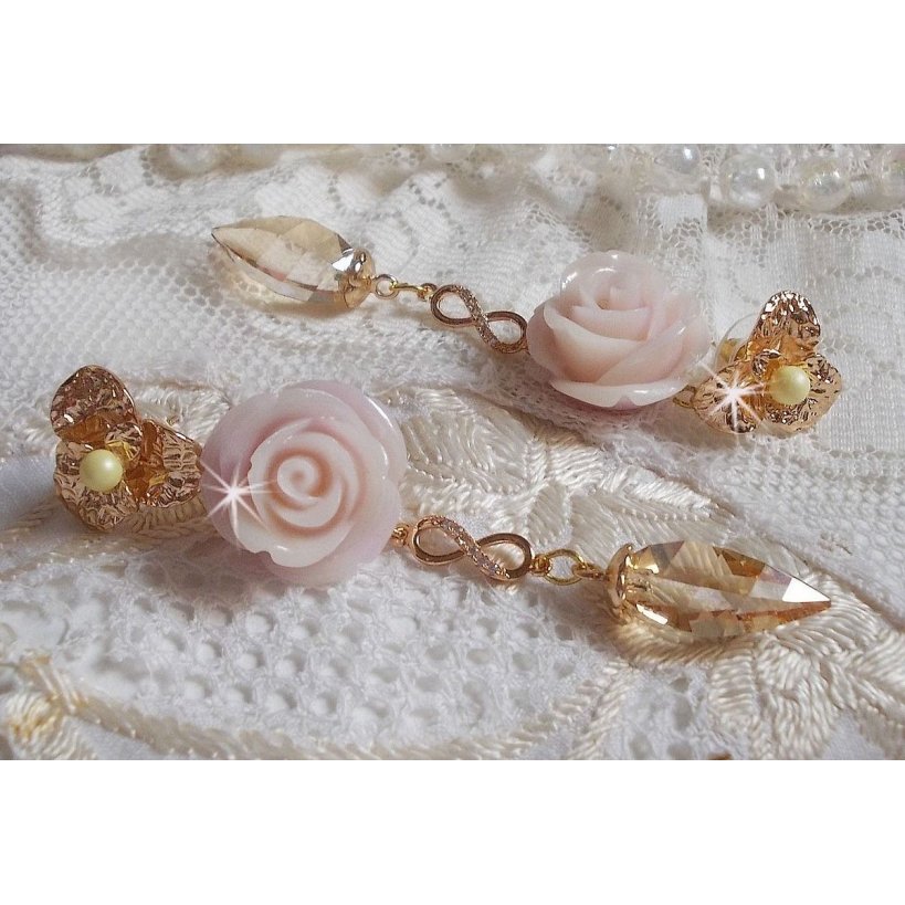 Vergulde Bell'issim Violet Roze BO met Swarovski kristallen en Zirkonium