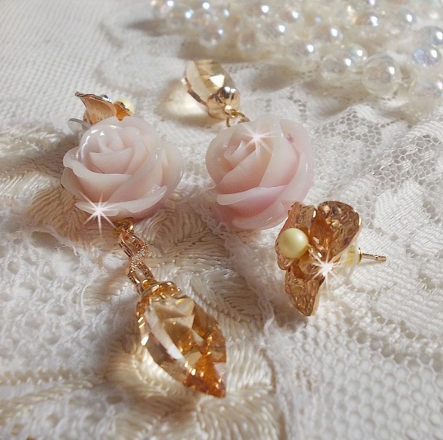 Vergulde Bell'issim Violet Roze BO met Swarovski kristallen en Zirkonium