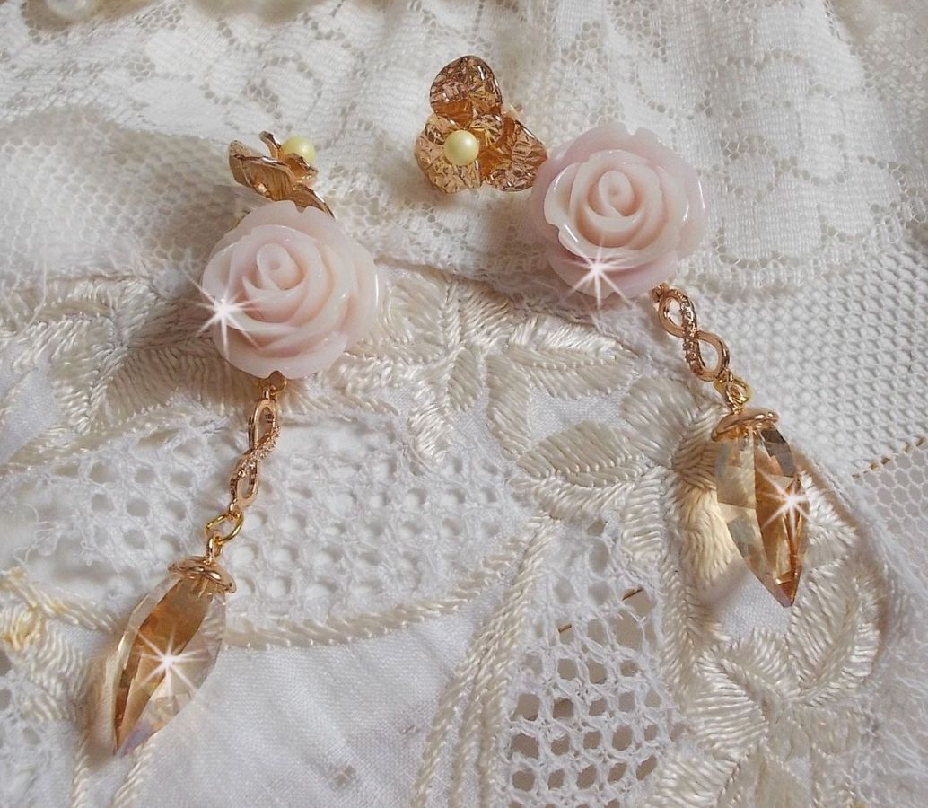 Vergulde Bell'issim Violet Roze BO met Swarovski kristallen en Zirkonium