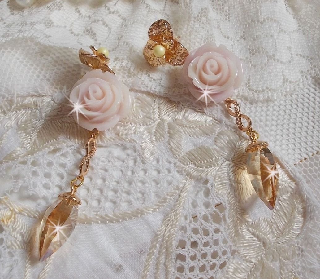 Vergulde Bell'issim Violet Roze BO met Swarovski kristallen en Zirkonium