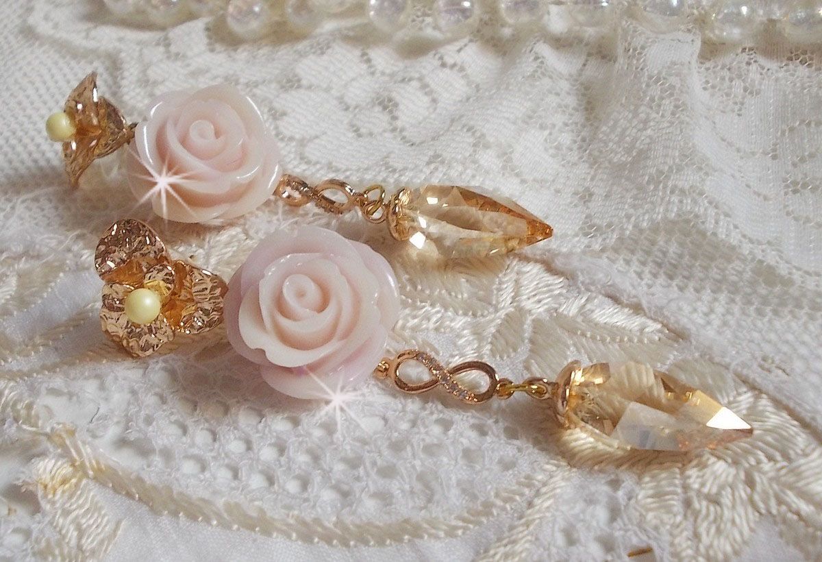 Vergulde Bell'issim Violet Roze BO met Swarovski kristallen en Zirkonium