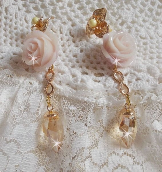 Vergulde Bell'issim Violet Roze BO met Swarovski kristallen en Zirkonium