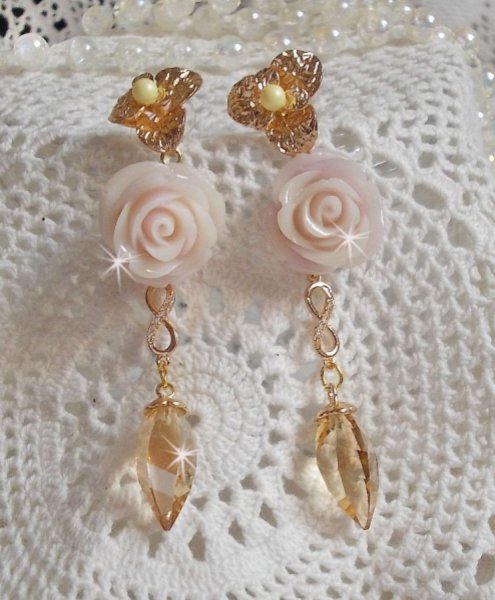 Vergulde Bell'issim Violet Roze BO met Swarovski kristallen en Zirkonium