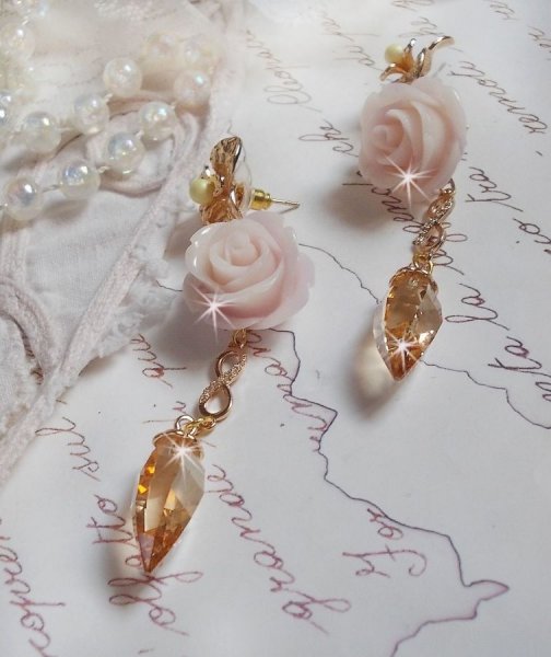 Vergulde Bell'issim Violet Roze BO met Swarovski kristallen en Zirkonium