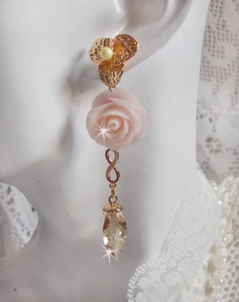 Vergulde Bell'issim Violet Roze BO met Swarovski kristallen en Zirkonium