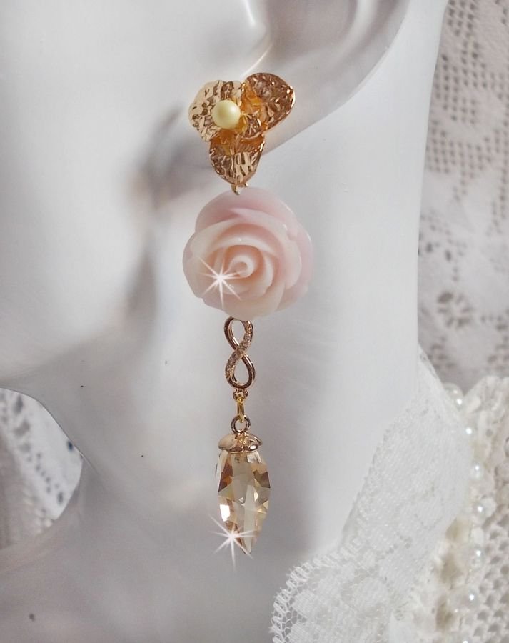 Vergulde Bell'issim Violet Roze BO met Swarovski kristallen en Zirkonium