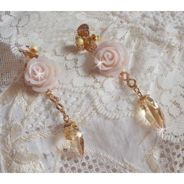 Vergulde Bell'issim Violet Roze BO met Swarovski kristallen en Zirkonium