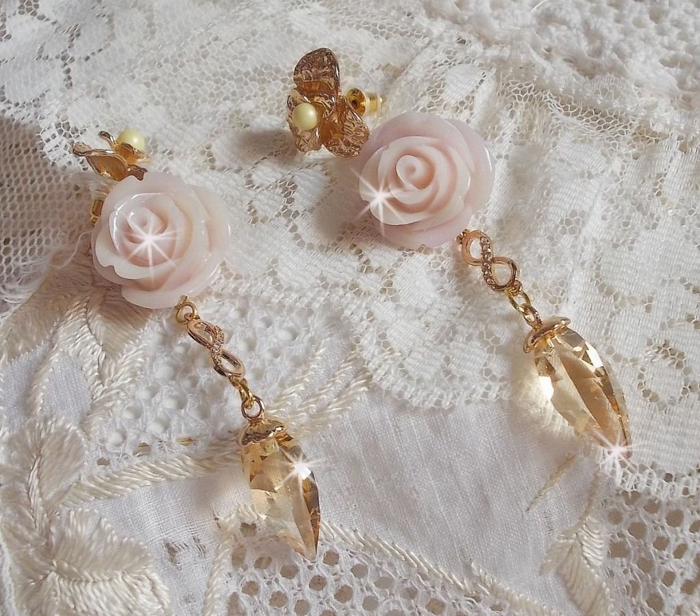 Vergulde Bell'issim Violet Roze BO met Swarovski kristallen en Zirkonium