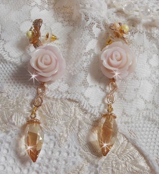 Vergulde Bell'issim Violet Roze BO met Swarovski kristallen en Zirkonium