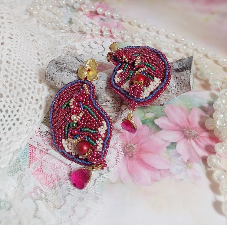 BO Enchantement d'Automne geborduurd met Swarovski-kristallen, parels en rocailles