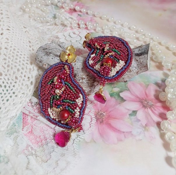 BO Enchantement d'Automne geborduurd met Swarovski-kristallen, parels en rocailles