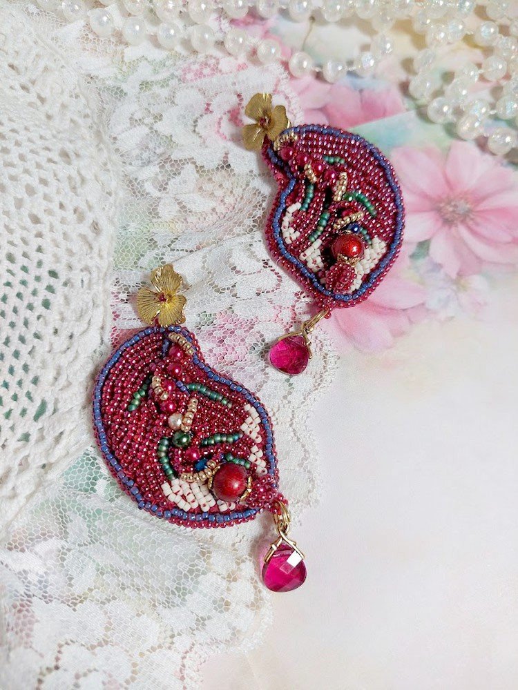 BO Enchantement d'Automne geborduurd met Swarovski-kristallen, parels en rocailles