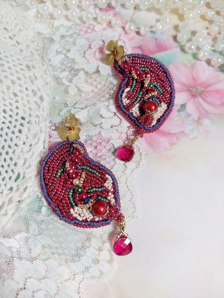 BO Enchantement d'Automne geborduurd met Swarovski-kristallen, parels en rocailles