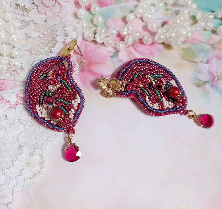 BO Enchantement d'Automne geborduurd met Swarovski-kristallen, parels en rocailles