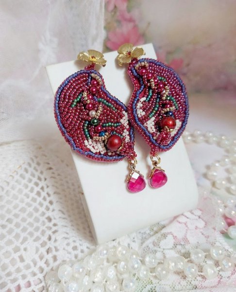 BO Enchantement d'Automne geborduurd met Swarovski-kristallen, parels en rocailles