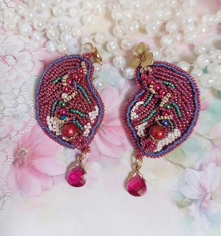 BO Enchantement d'Automne geborduurd met Swarovski-kristallen, parels en rocailles