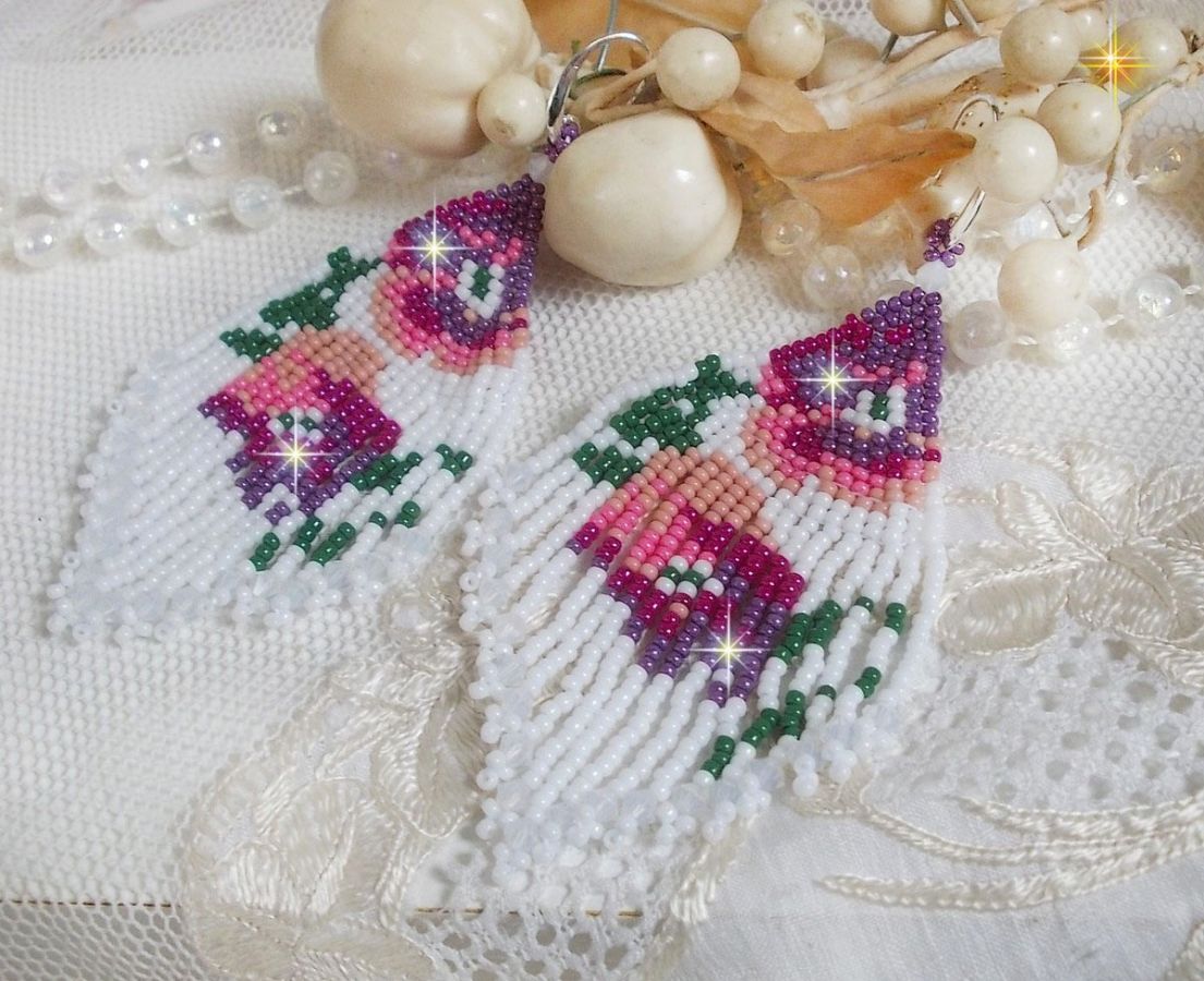 BO Kersenbloesems gemaakt met Opaque Wit, Roze in verschillende tinten, Groen met Toupies