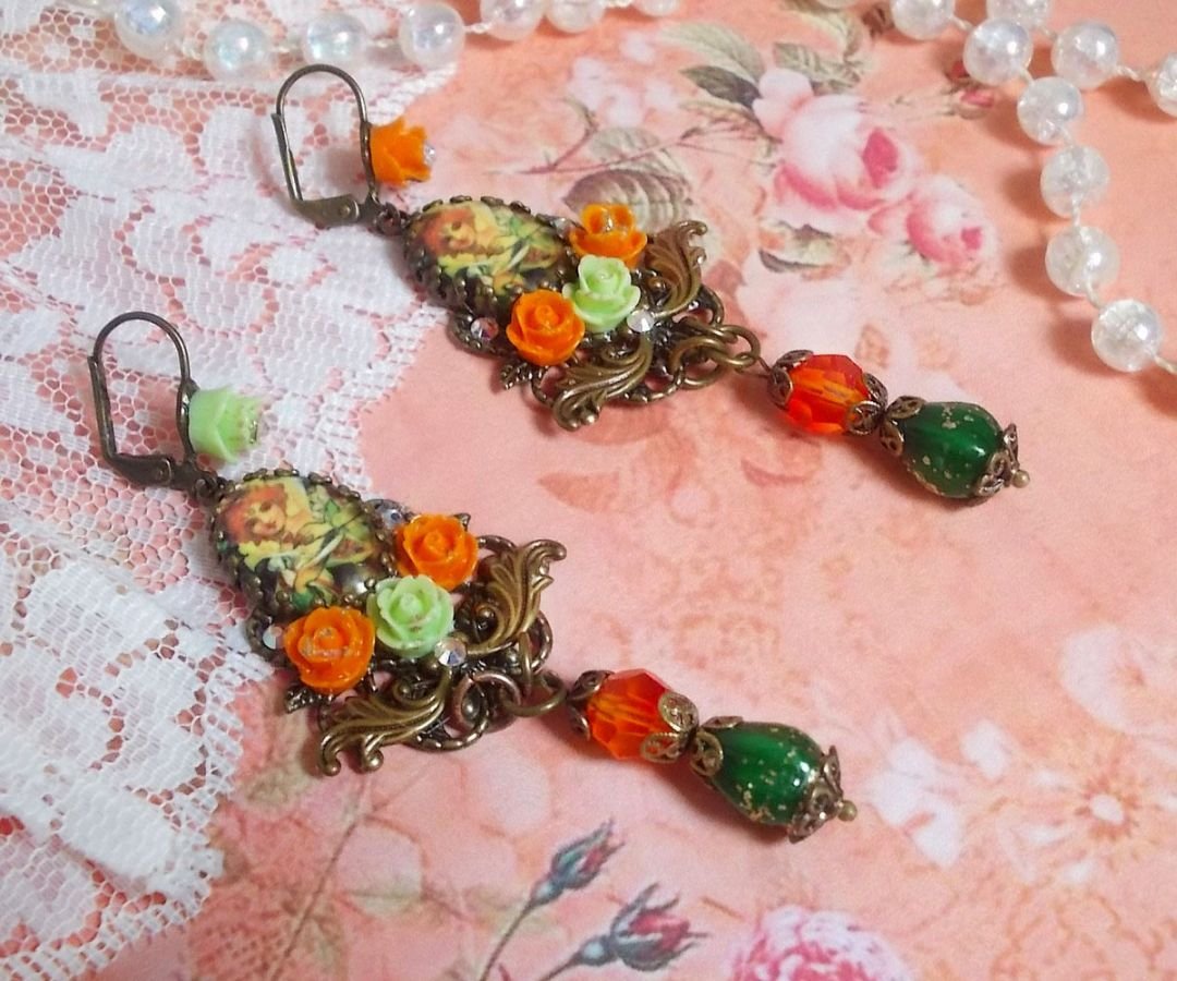 BO Fairy Aloes Pompoen gemaakt met vergrootglas cabochons, hars rozen en kristallen.
