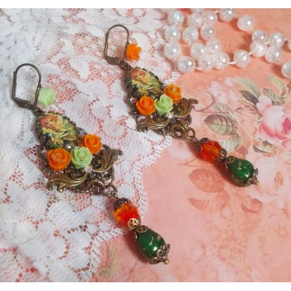 BO Fairy Aloes Pompoen gemaakt met vergrootglas cabochons, hars rozen en kristallen.