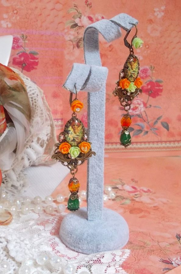 BO Fairy Aloes Pompoen gemaakt met vergrootglas cabochons, hars rozen en kristallen.