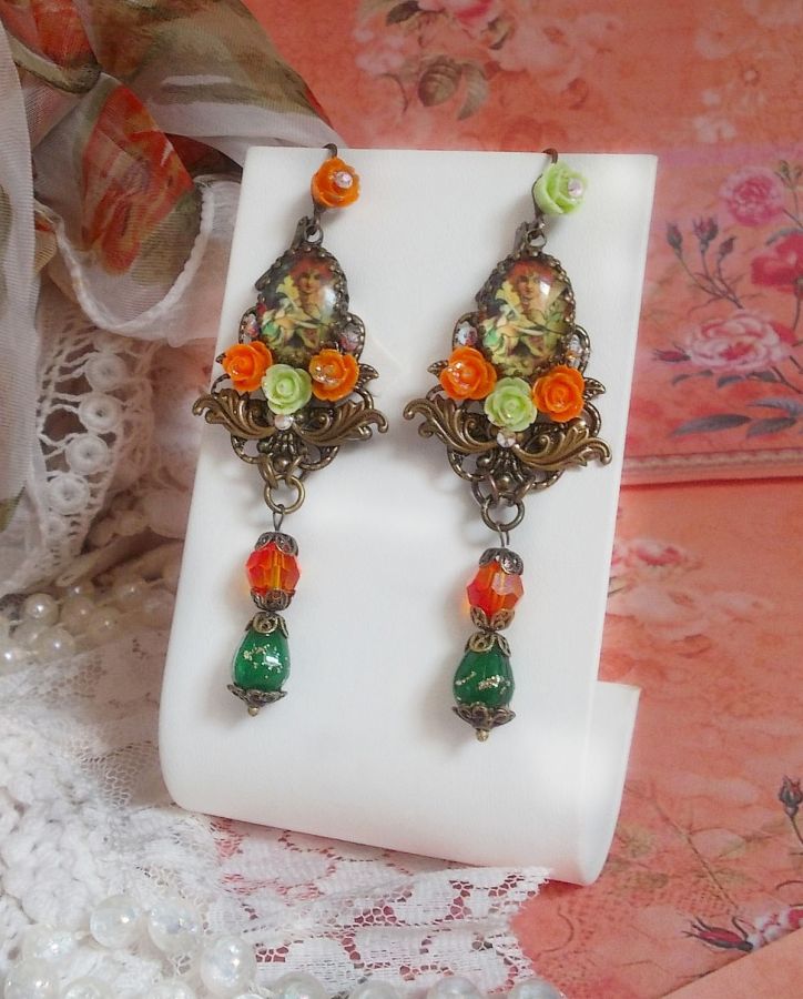 BO Fairy Aloes Pompoen gemaakt met vergrootglas cabochons, hars rozen en kristallen.