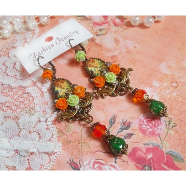 BO Fairy Aloes Pompoen gemaakt met vergrootglas cabochons, hars rozen en kristallen.