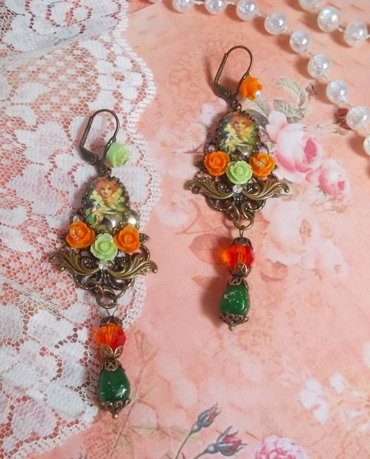 BO Fairy Aloes Pompoen gemaakt met vergrootglas cabochons, hars rozen en kristallen.