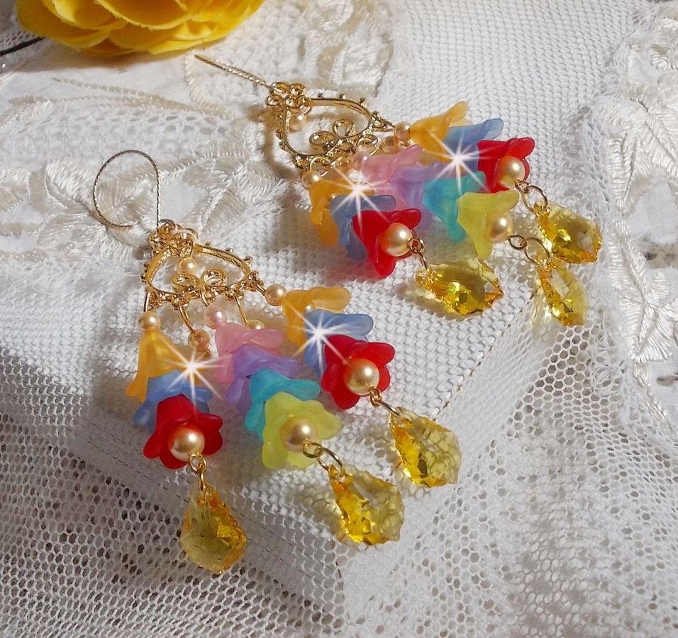 BO Garden Flowers met Swarovski kristallen en Lucite bloemen in verschillende kleuren