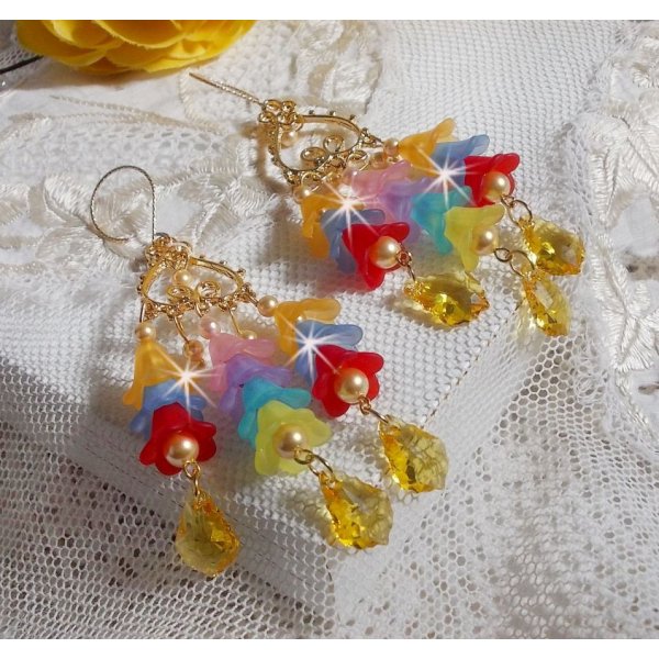 BO Garden Flowers met Swarovski kristallen en Lucite bloemen in verschillende kleuren