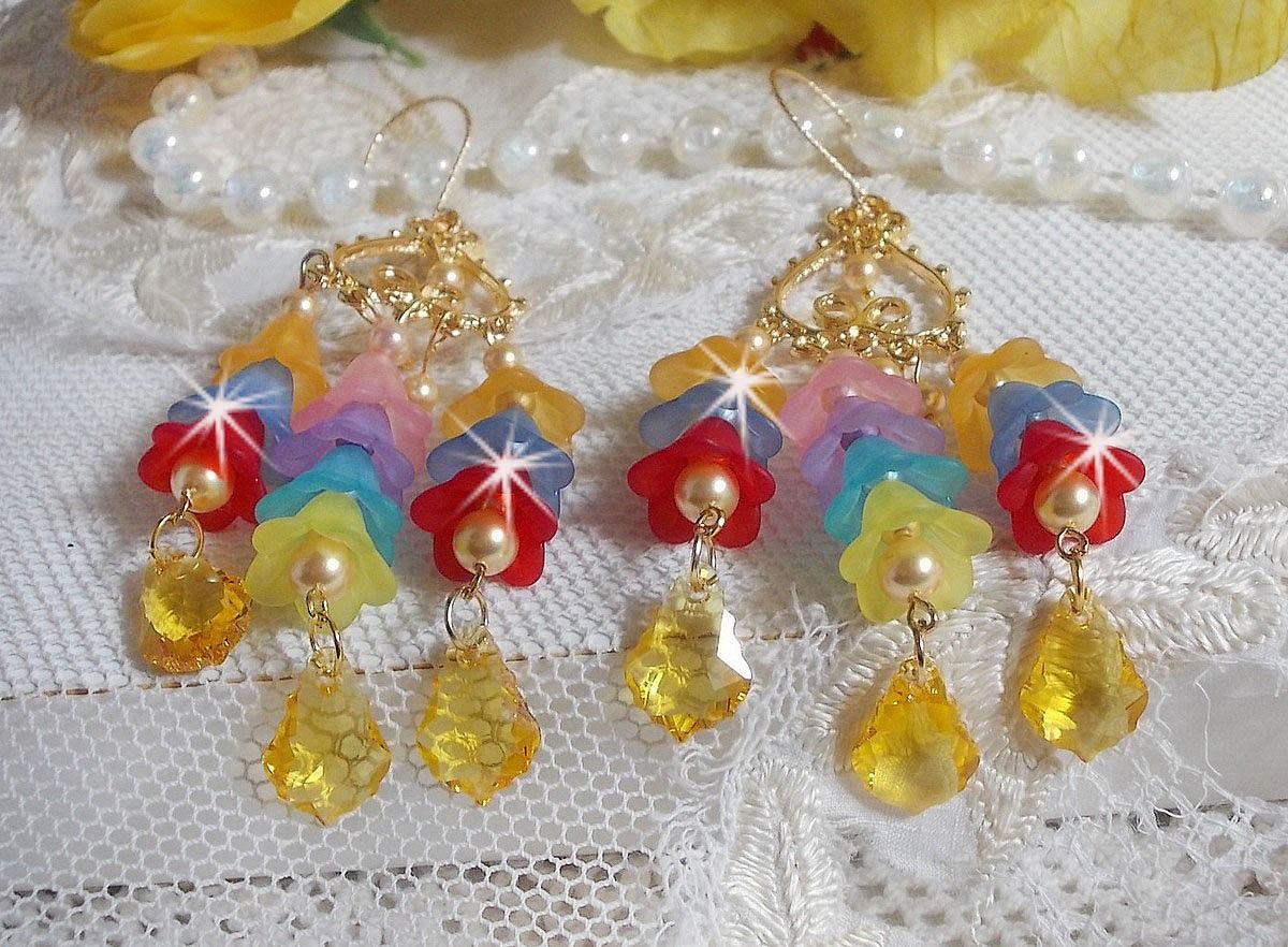 BO Garden Flowers met Swarovski kristallen en Lucite bloemen in verschillende kleuren