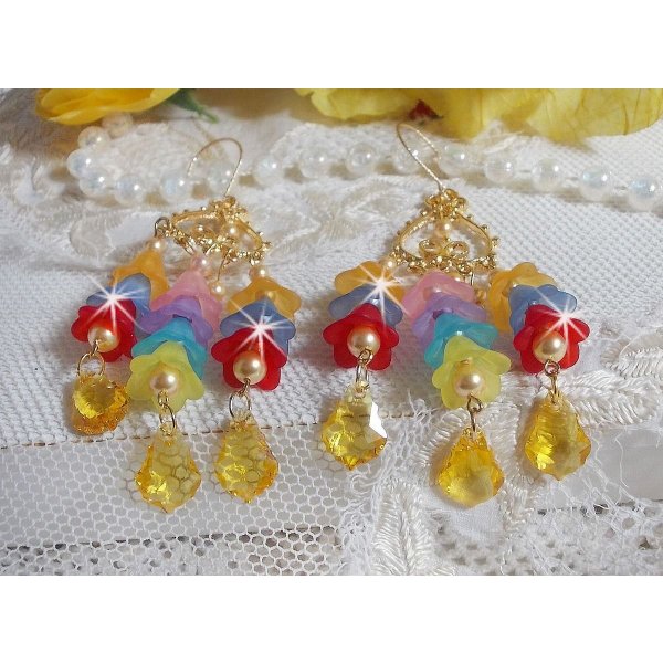 BO Garden Flowers met Swarovski kristallen en Lucite bloemen in verschillende kleuren