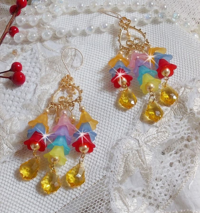 BO Garden Flowers met Swarovski kristallen en Lucite bloemen in verschillende kleuren