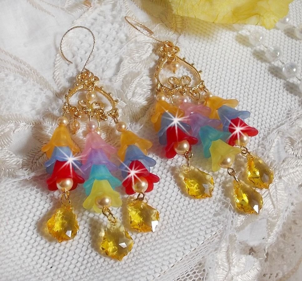 BO Garden Flowers met Swarovski kristallen en Lucite bloemen in verschillende kleuren