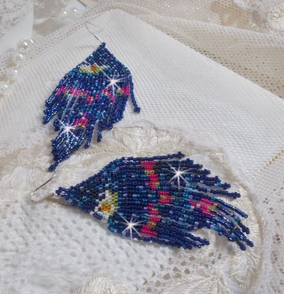 BO Waterlelies gemaakt met Miyuki zaailingen en Toho in blauw, roze, wit, geel, oranje en groen