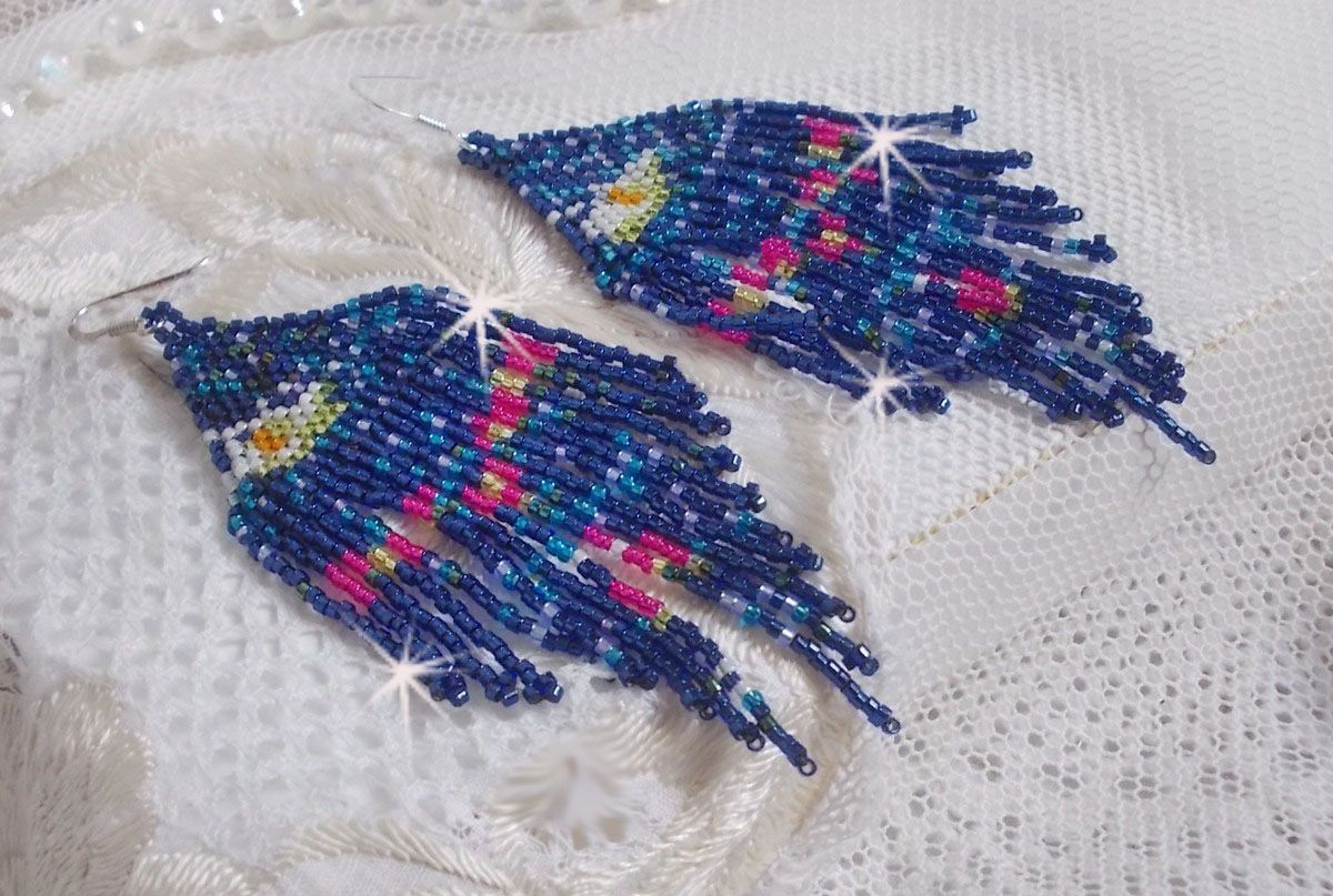 BO Waterlelies gemaakt met Miyuki zaailingen en Toho in blauw, roze, wit, geel, oranje en groen