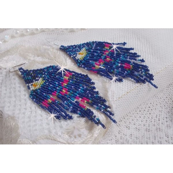 BO Waterlelies gemaakt met Miyuki zaailingen en Toho in blauw, roze, wit, geel, oranje en groen