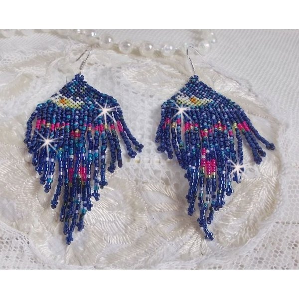 BO Waterlelies gemaakt met Miyuki zaailingen en Toho in blauw, roze, wit, geel, oranje en groen