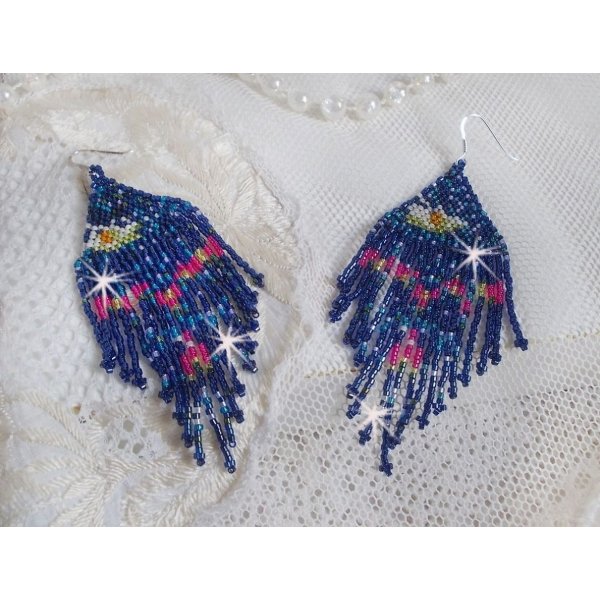 BO Waterlelies gemaakt met Miyuki zaailingen en Toho in blauw, roze, wit, geel, oranje en groen