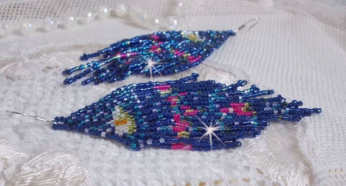 BO Waterlelies gemaakt met Miyuki zaailingen en Toho in blauw, roze, wit, geel, oranje en groen