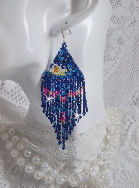 BO Waterlelies gemaakt met Miyuki zaailingen en Toho in blauw, roze, wit, geel, oranje en groen