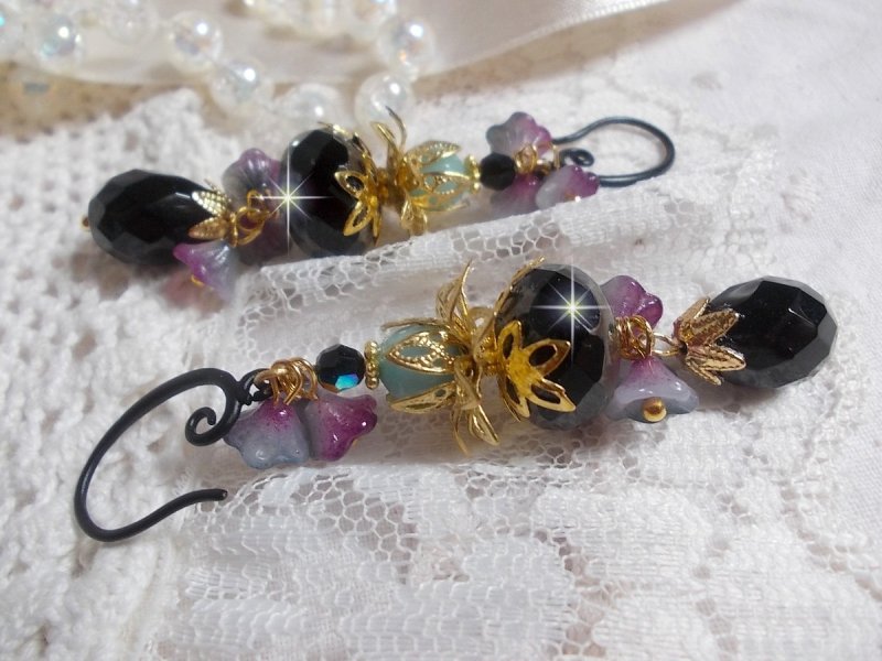 BO Paris et Ritournelles mont&eacute;es avec perles cristal, perles verre et pierres de gemme