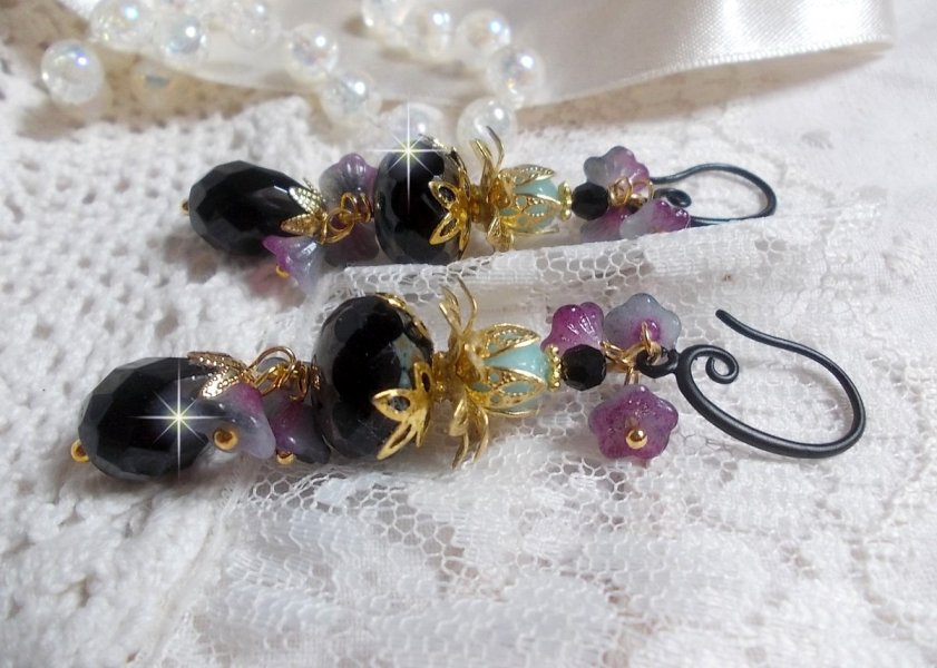 BO Paris et Ritournelles mont&eacute;es avec perles cristal, perles verre et pierres de gemme