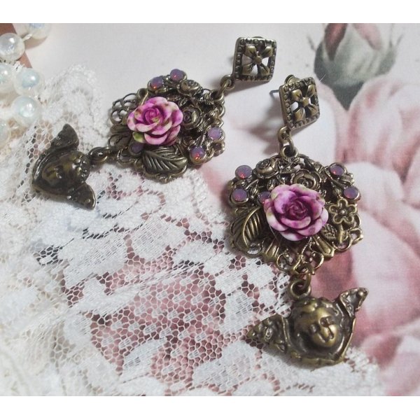 BO Secrets des Angelots gemaakt met harsrozen, Angelot bedels, prints en kristallen