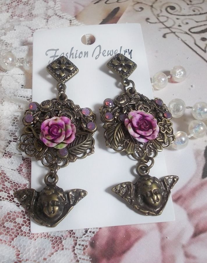 BO Secrets des Angelots gemaakt met harsrozen, Angelot bedels, prints en kristallen
