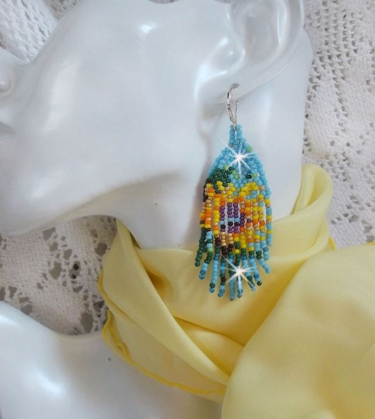 BO Zonnebloem gemaakt met lentekleurige stenen en zilveren dwarsliggers 925/1000